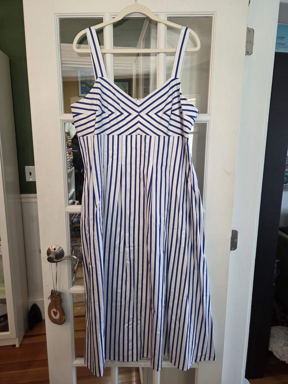 Talbots Blue + White Striped Midi Sundress - Size 16 - Picture 3 of 7